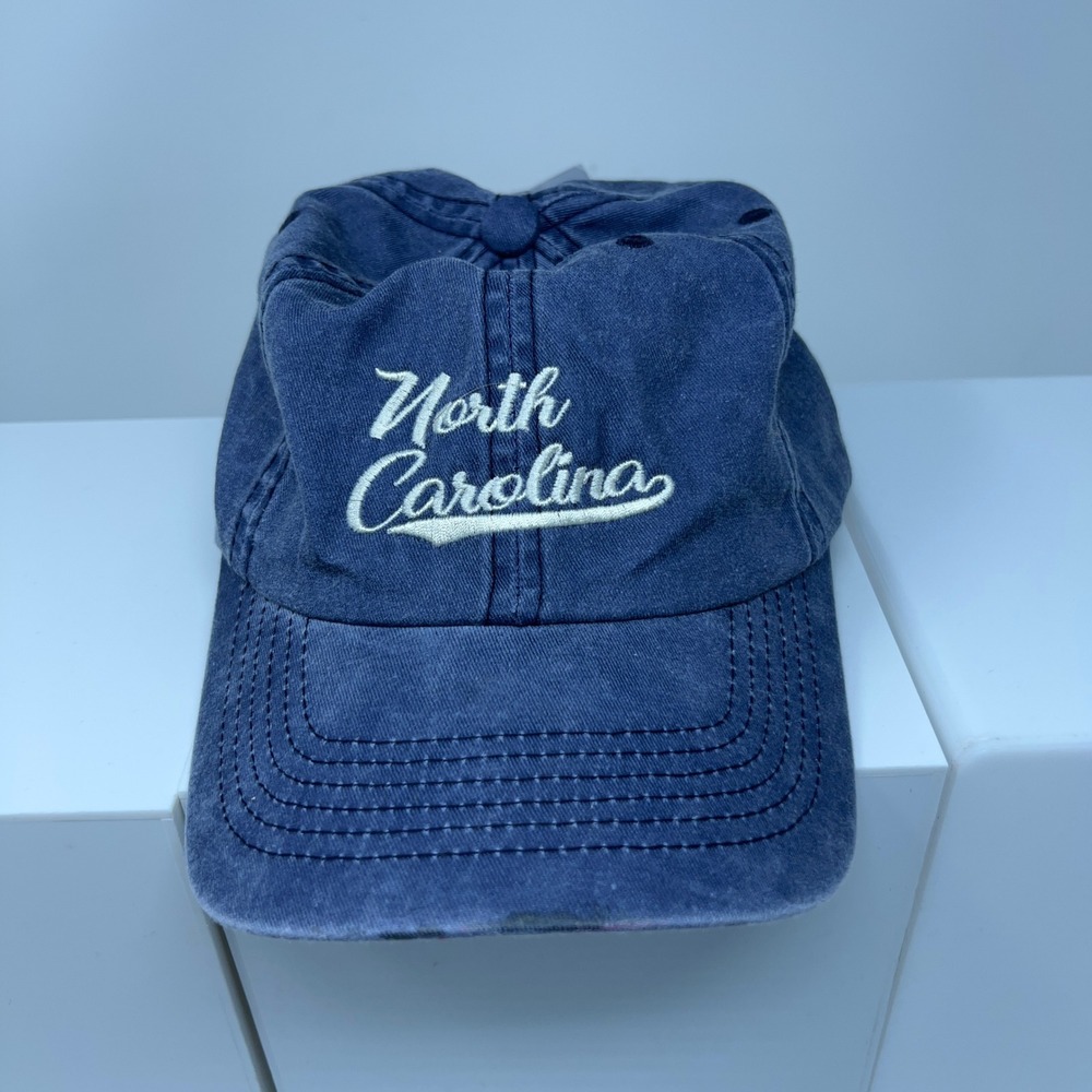 Elidan Unisex OS Navy Blue North Carolina Script Embroidered Baseball Hat NWT